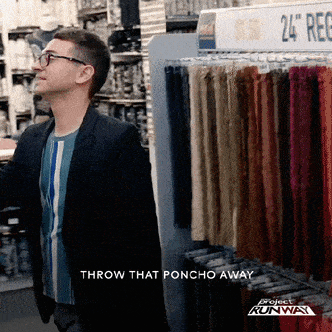 Cristian Siriano judging an ugly poncho on "Project Runway"