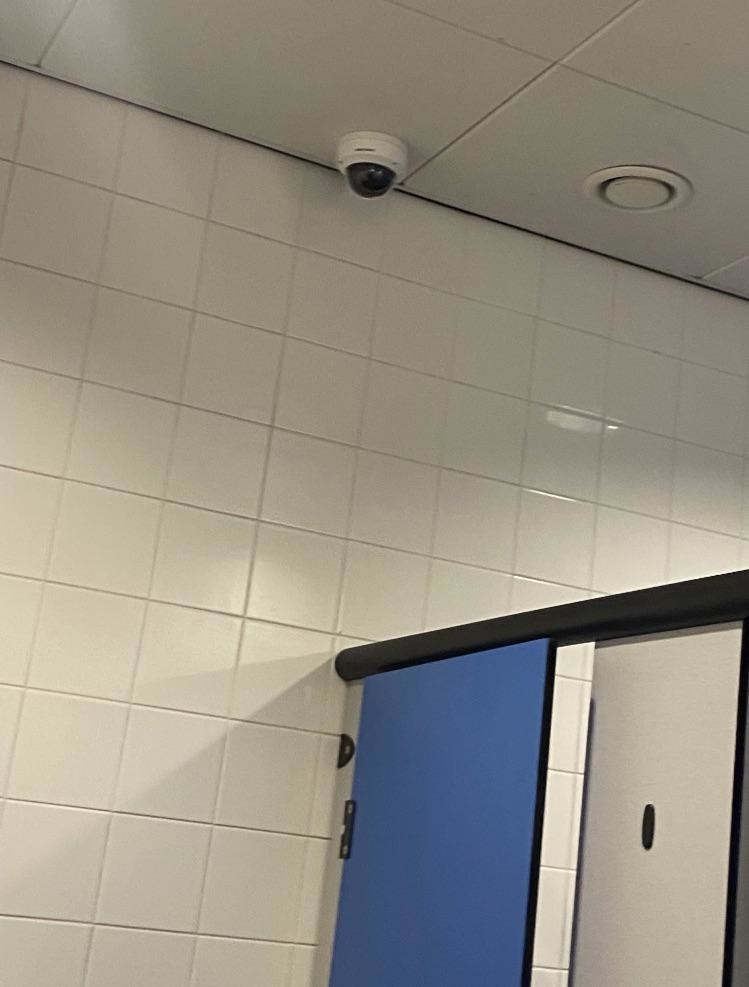 A security camera in a bathroom