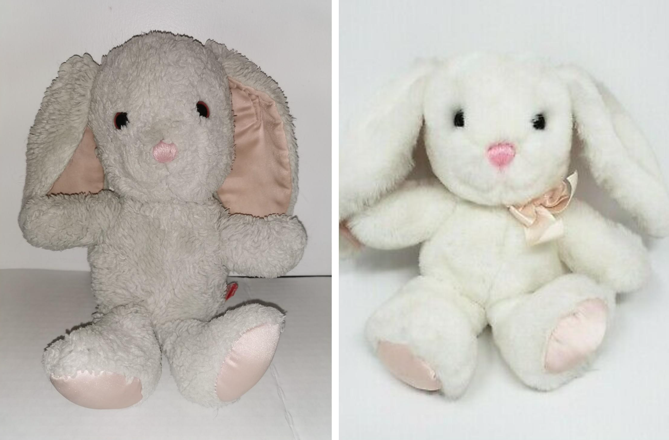 Someone&#x27;s stuffed rabbit compared to how a new one would look