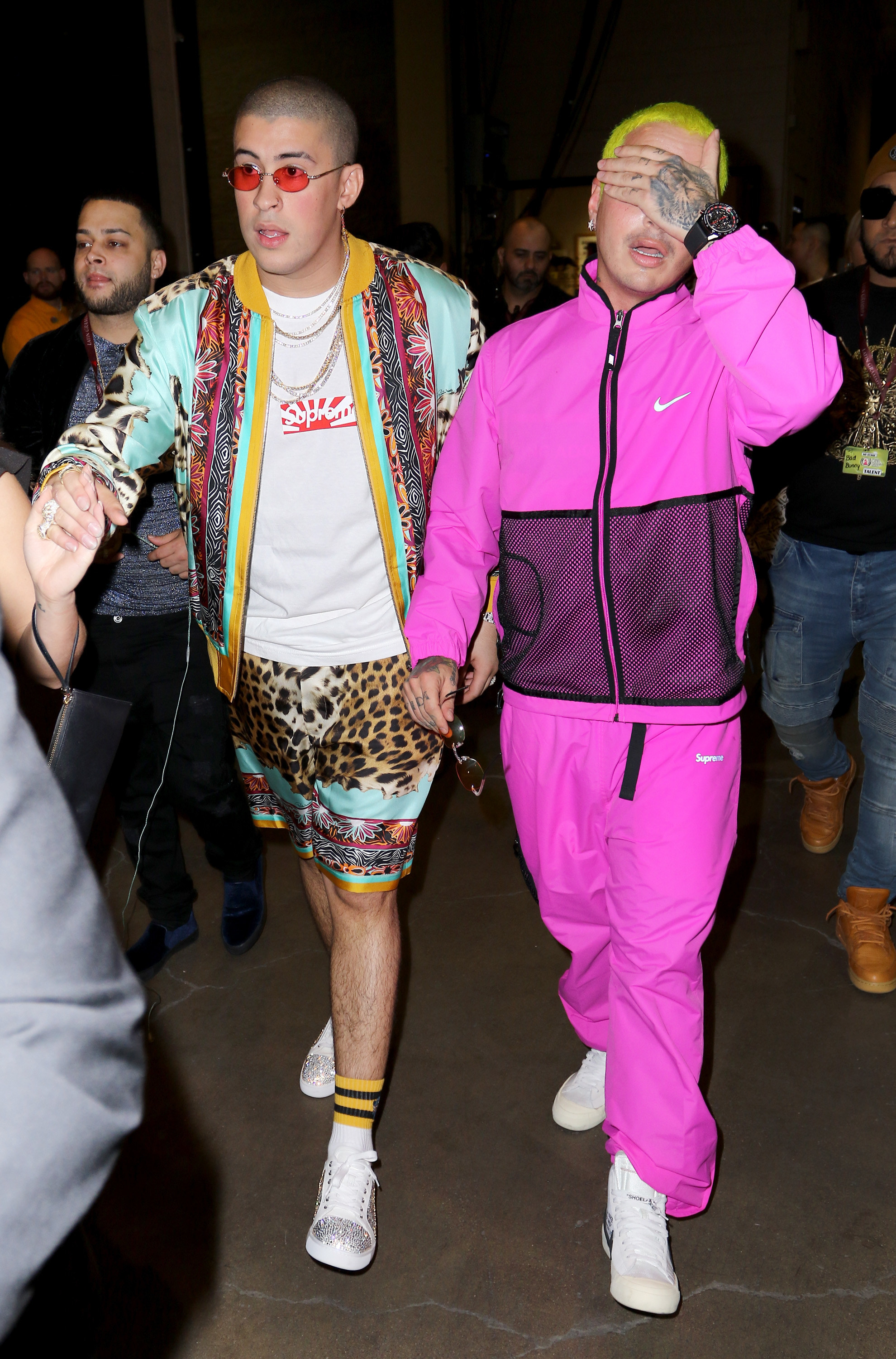 Bad Bunny with J Balvin at the Latin Grammy Music Awards in 2017