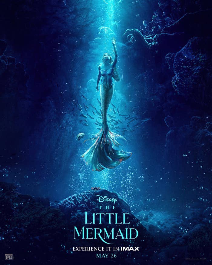 The Little Mermaid poster with Ariel swimming towards the surface