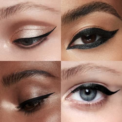 various models wearing black eyeliner with crisp lines