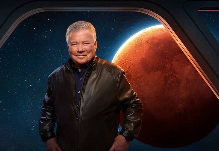 William Shatner in front of Mars