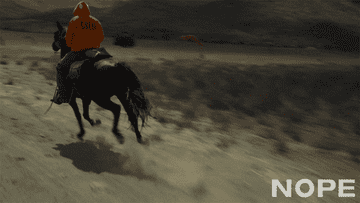 A man gallops a horse down a dirt road