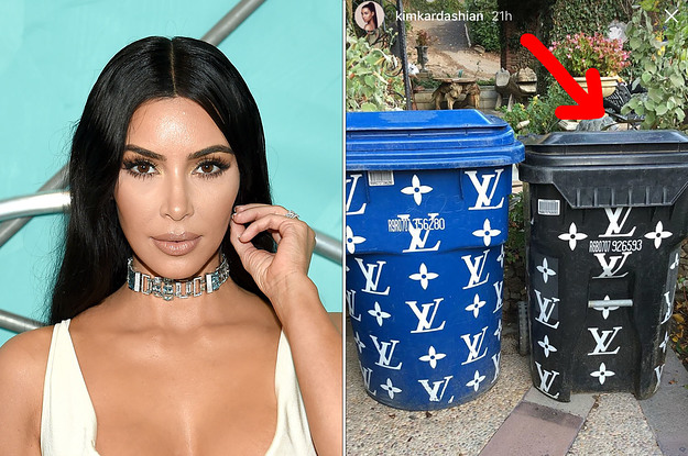 Featuring her iconic Louis Vuitton trash cans