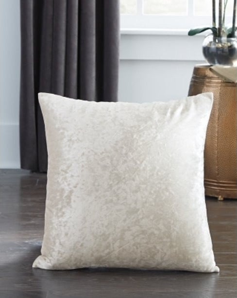 White crushed velvet square accent pillow