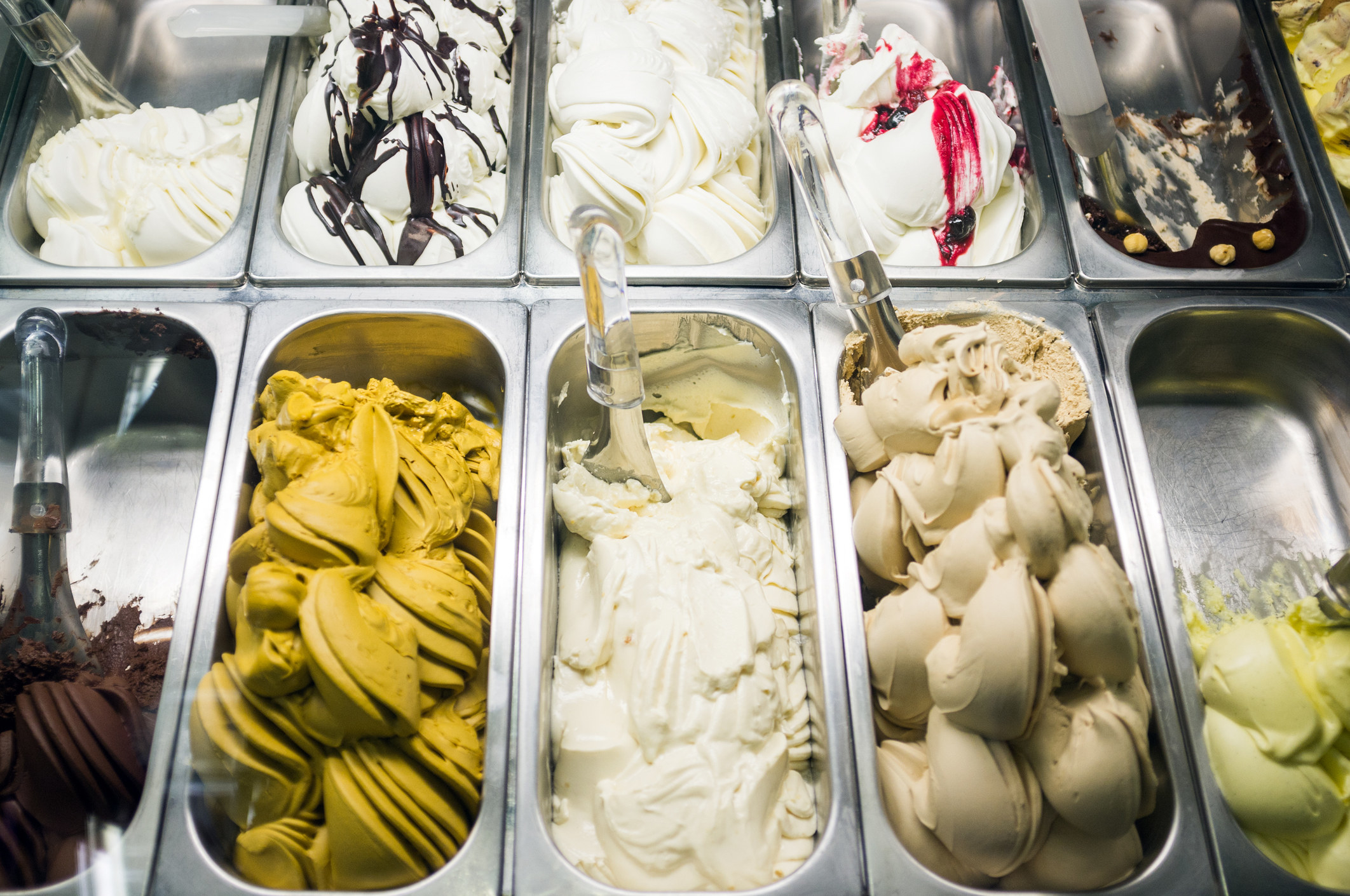 Ice cream in italian gelateria.