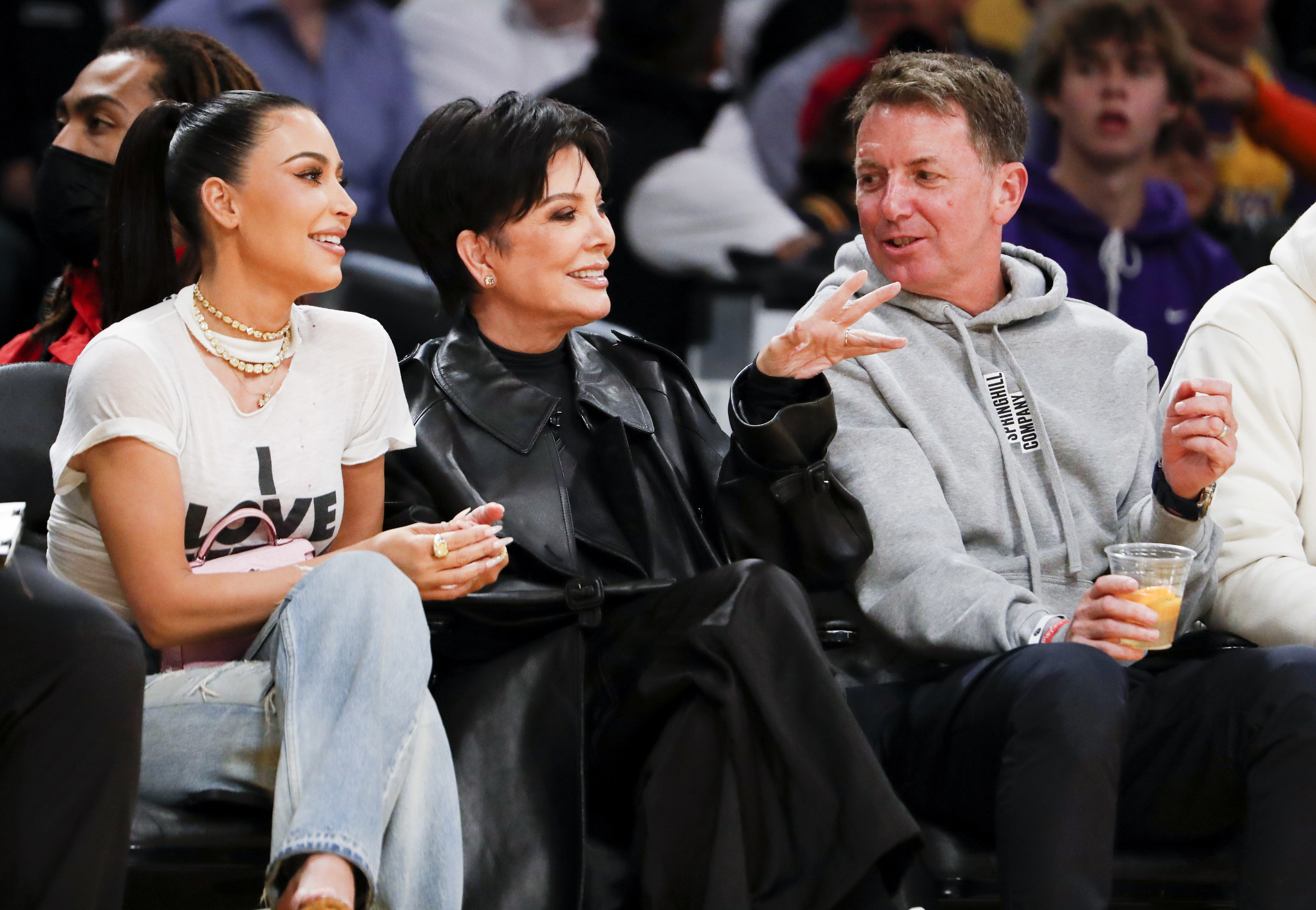 Kim Kardashian and Kris Jenner courtside at a Lakers game