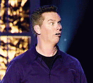 A cross-eyed man looking in all directions