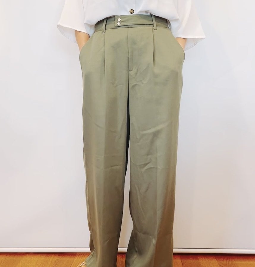 しまむらのオススメのワイドパンツ「レディース パンツ（三原羽衣）」のコーディネート