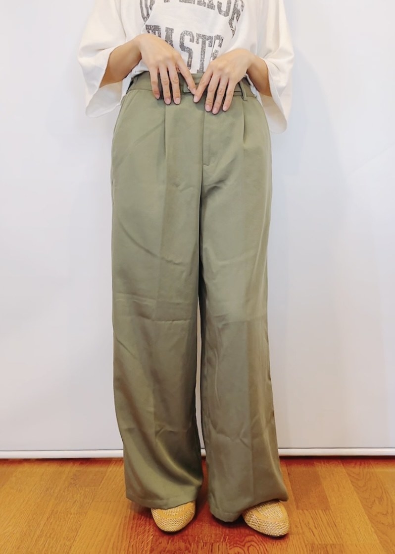 しまむらのオススメのワイドパンツ「レディース パンツ（三原羽衣）」のコーディネート