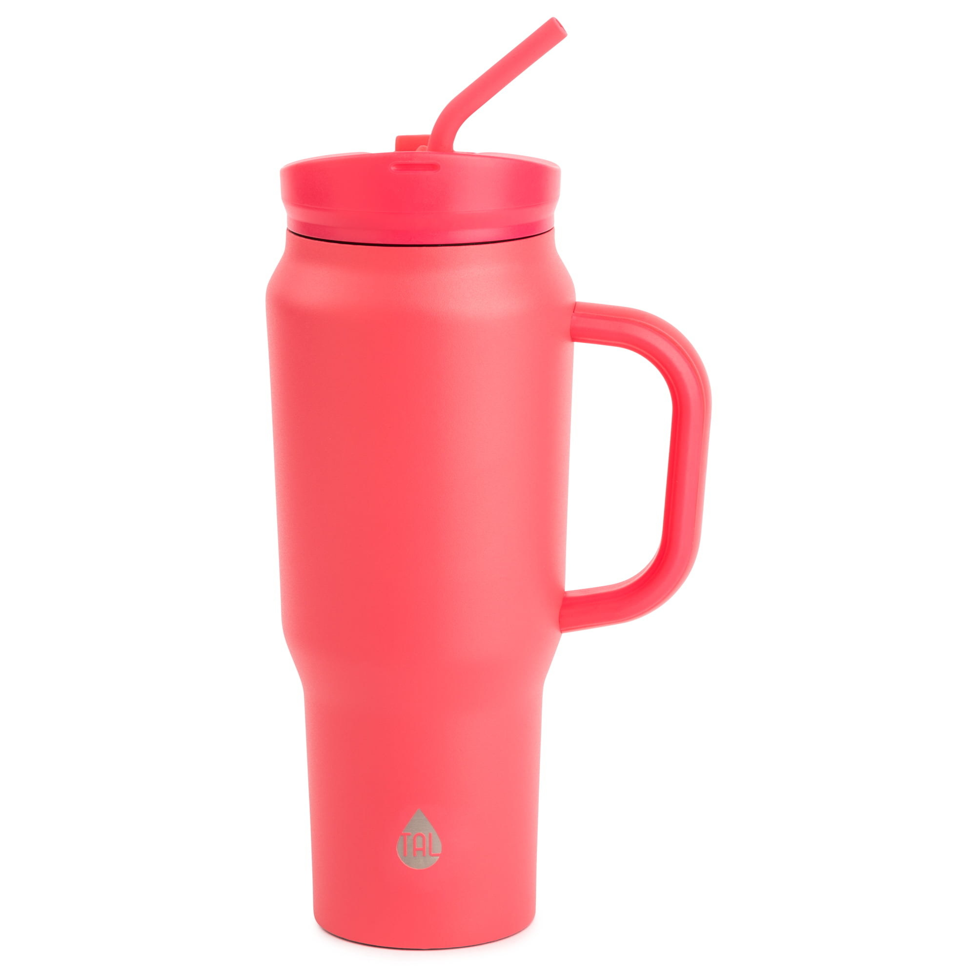 the tumbler in hot pink with a handle
