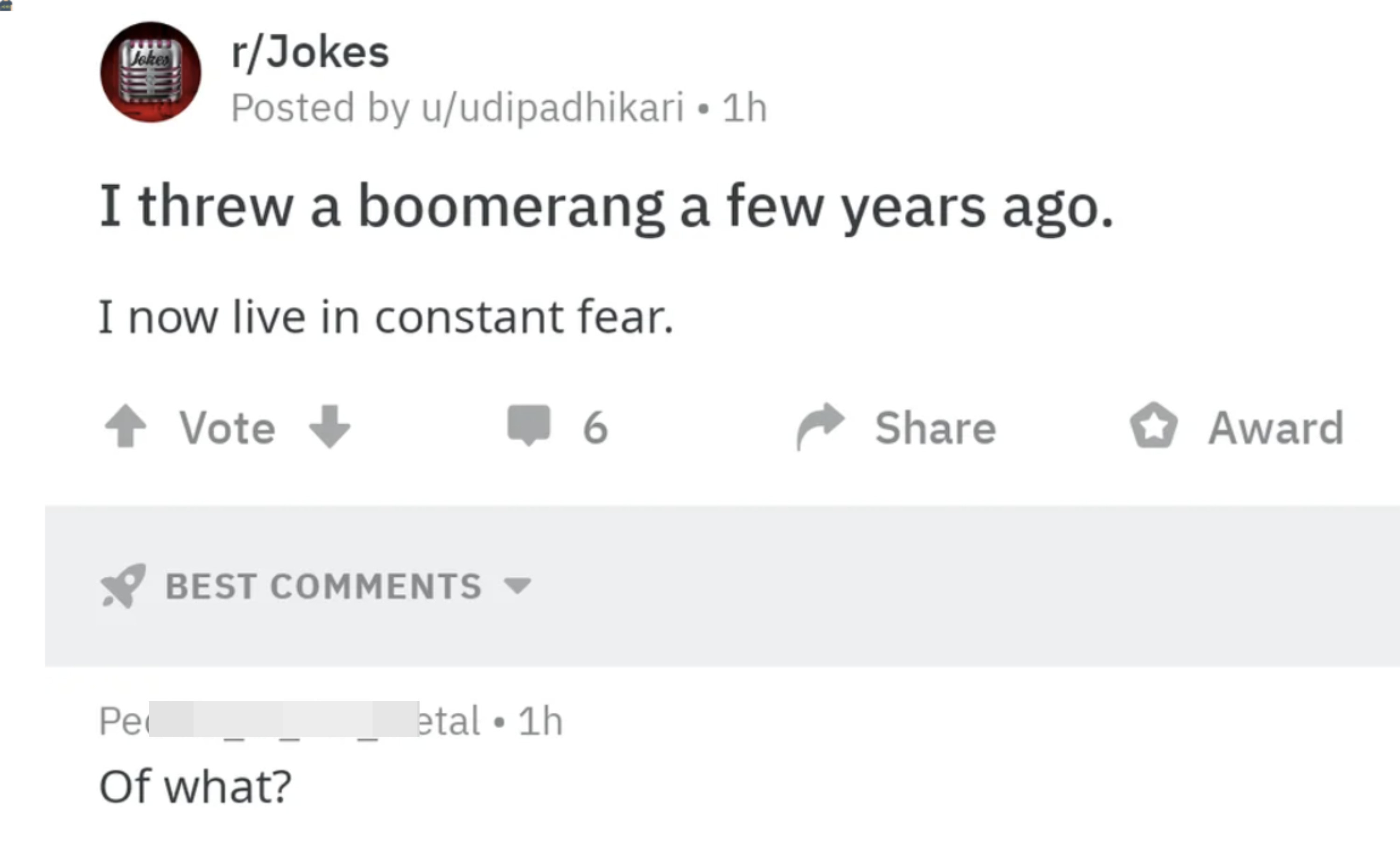 "I threw a boomerang a few years ago."