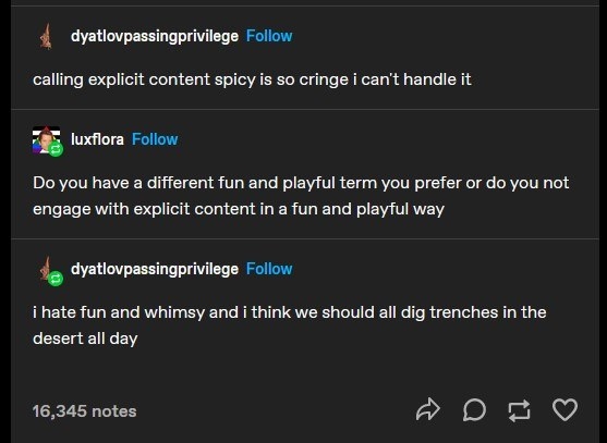 Screenshot of Tumblr comments