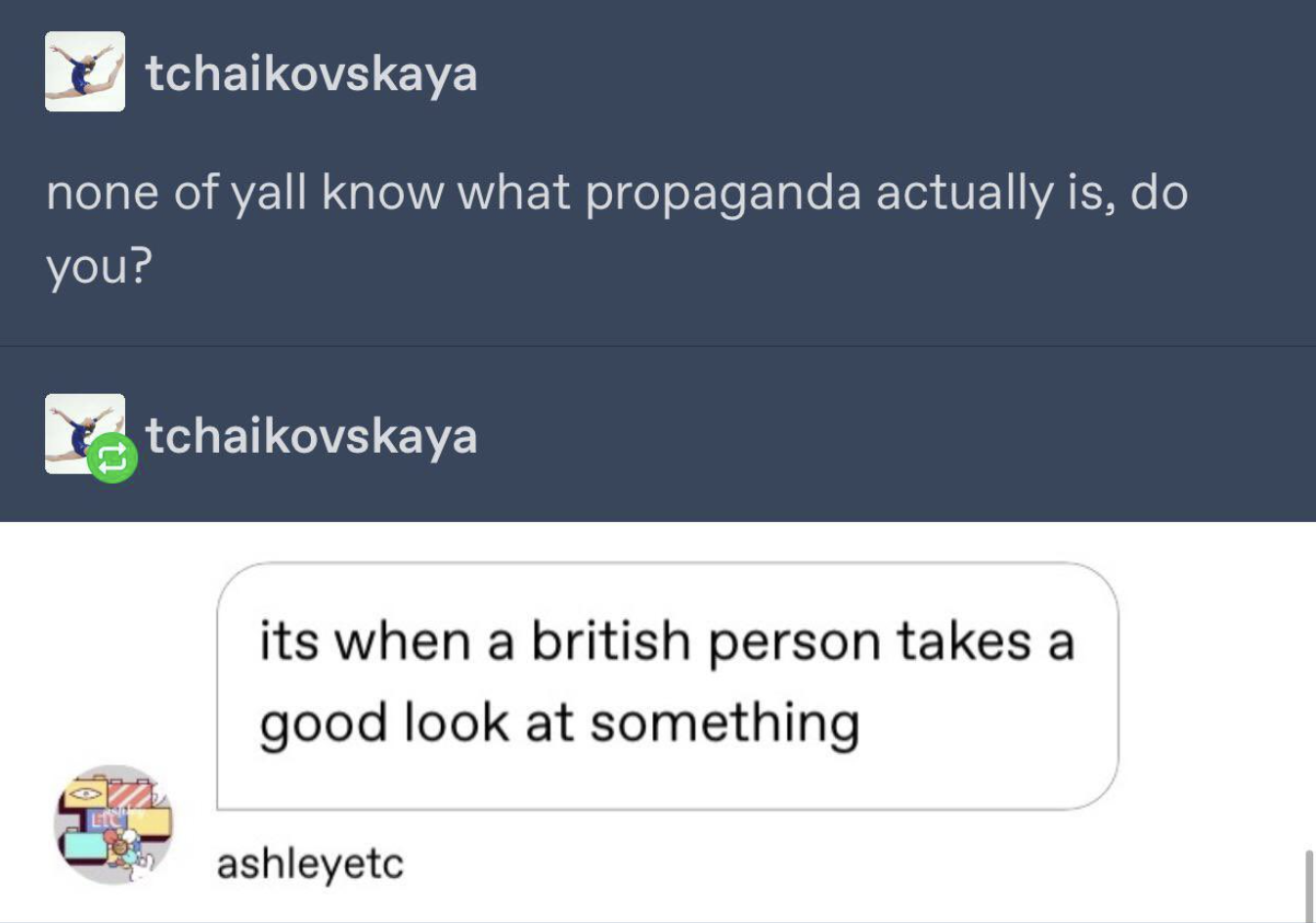 &quot;its when a british person takes a good look at something&quot;