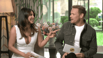 Priyanka Chopra Jonas and Sam Heughan interviewing each other