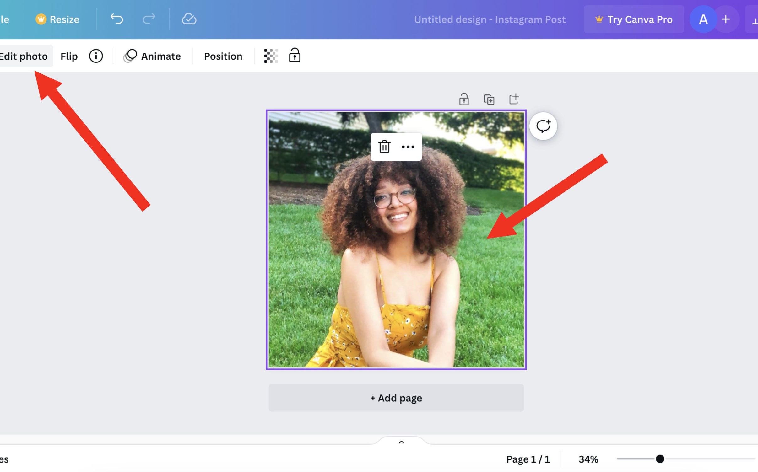 Screenshot of the author using Canva&#x27;s platform