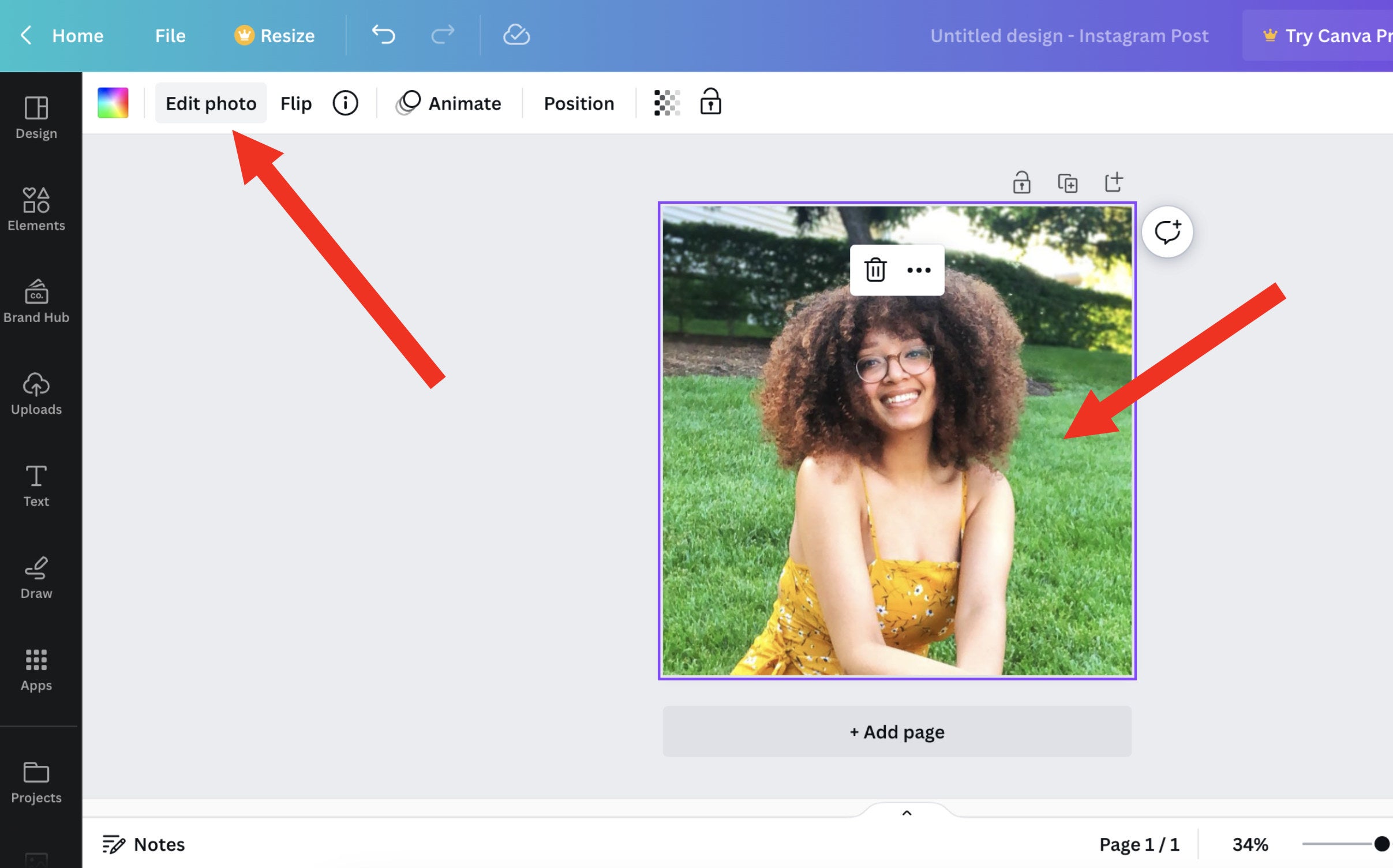 Screenshot of the author using Canva's platform