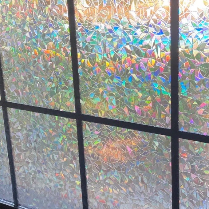 a reviewer photo of the window film installed on window panes