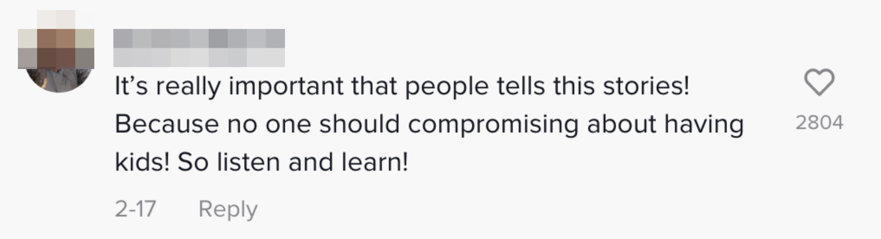 it's really important that people telll these stories because no one should compromise about having kids so listen and learn!