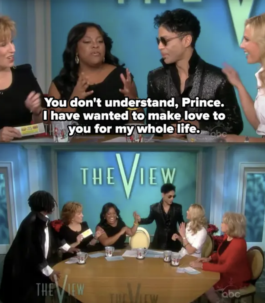 sherri telling prince she&#x27;s wanted to make love to him her whole life and prince getting up and walking away from the interview
