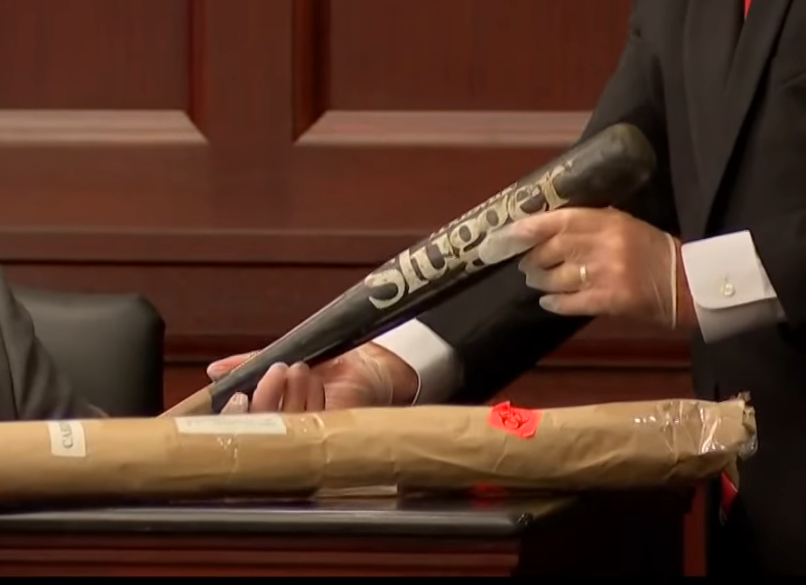 the bat used to murder maddie being shown in court