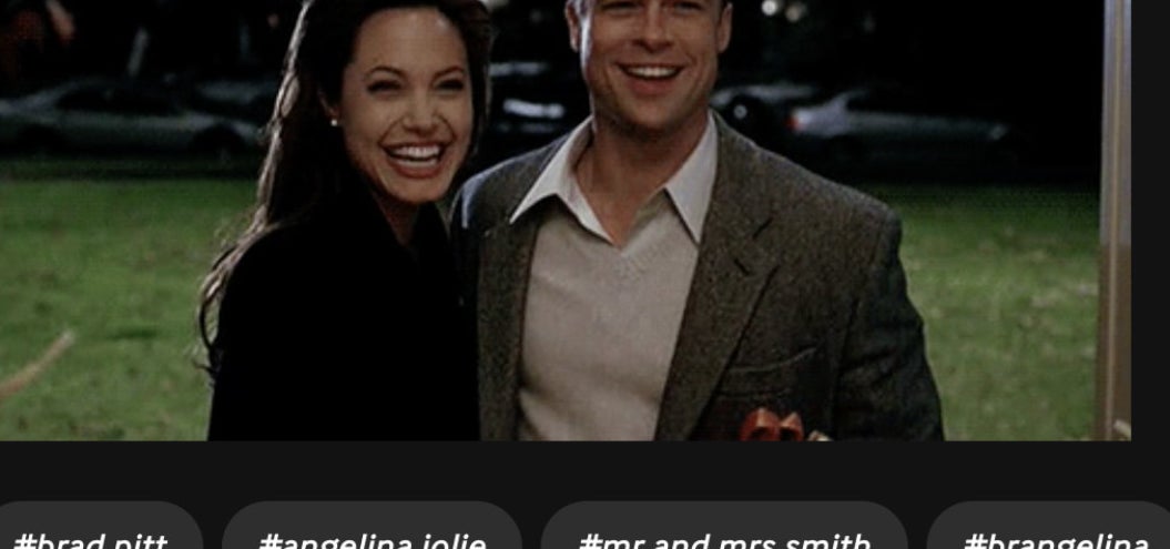 Mr and Mrs Smith (Angelina Jolie and Brad Pitt)