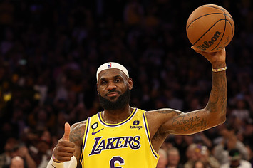 LeBron James poses for photo after becoming the NBA's all-time leading scorer.