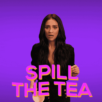 Shay Mitchell spilling tea on herself