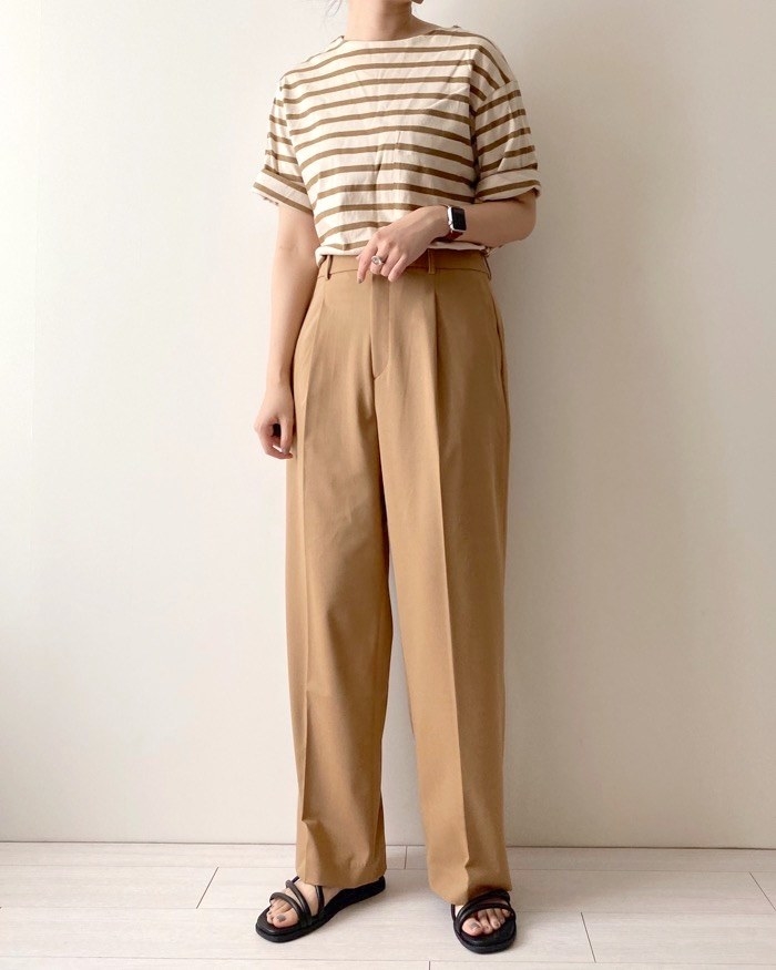 ユニクロのオススメのファッション「タックワイドパンツ（ワンタック・丈標準69～71cm）」のコーディネート