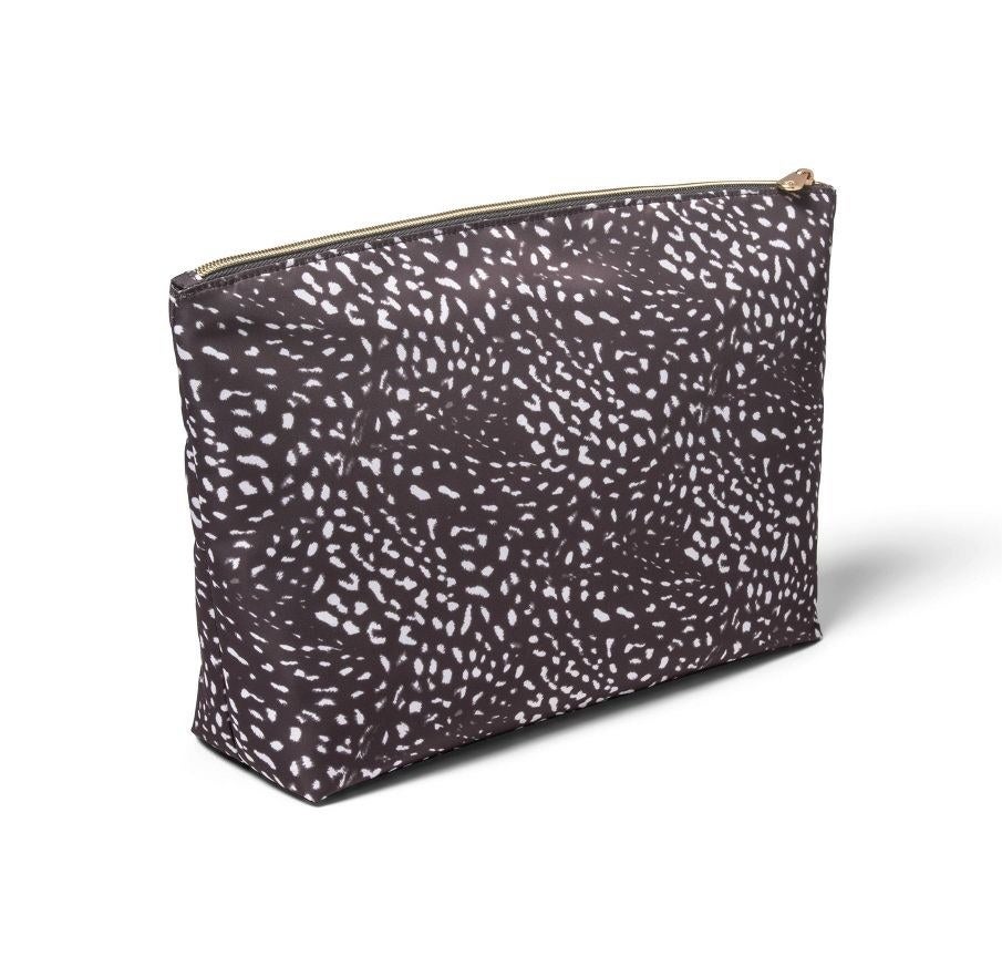 black and white mottled zippered pouch