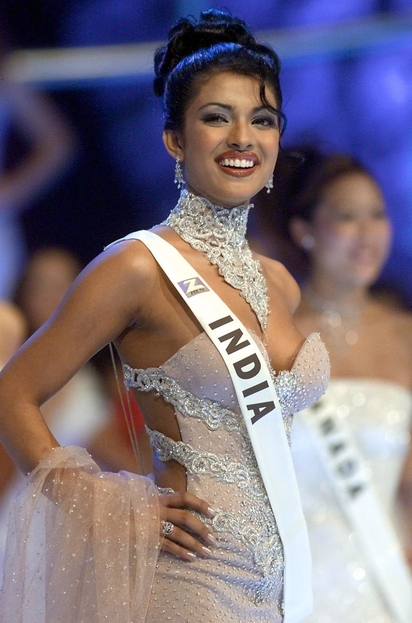 closeup of priyanka during the pageant