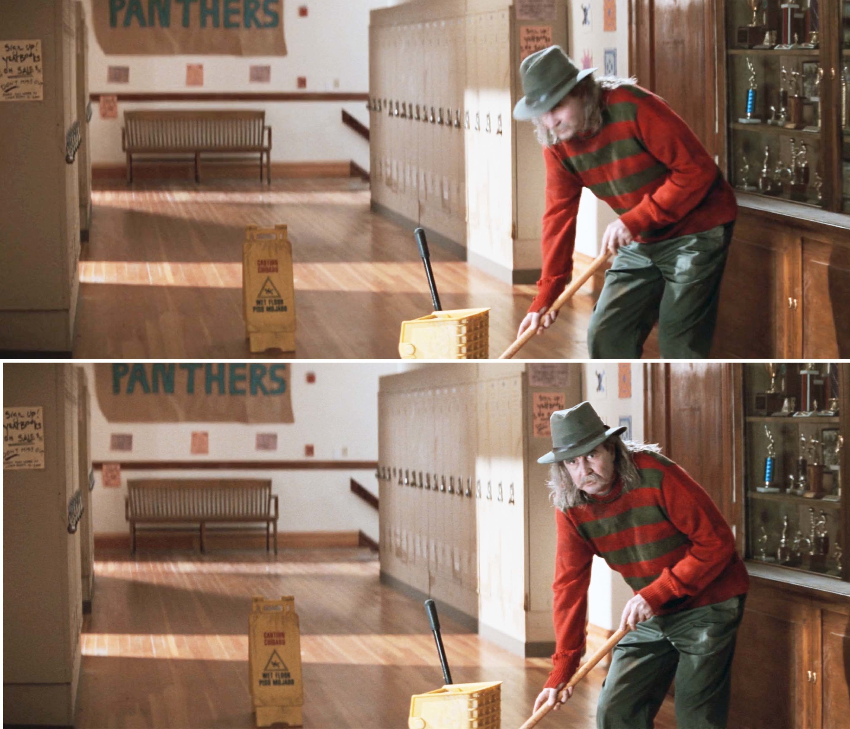 craven as freddy mopping the floors