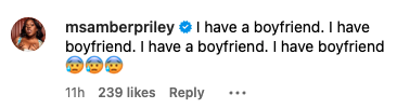 Amber Riley said &quot;I have a boyfriend. I have a boyfriend. I have a boyfriend. I have a boyfriend&quot;