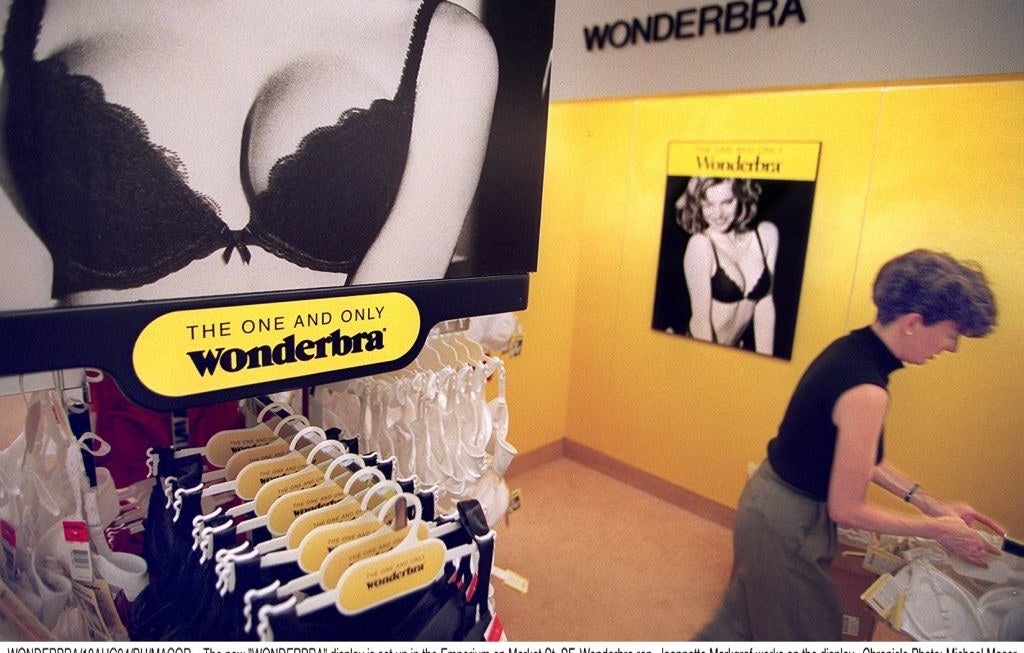 store with a large wonderbra ad
