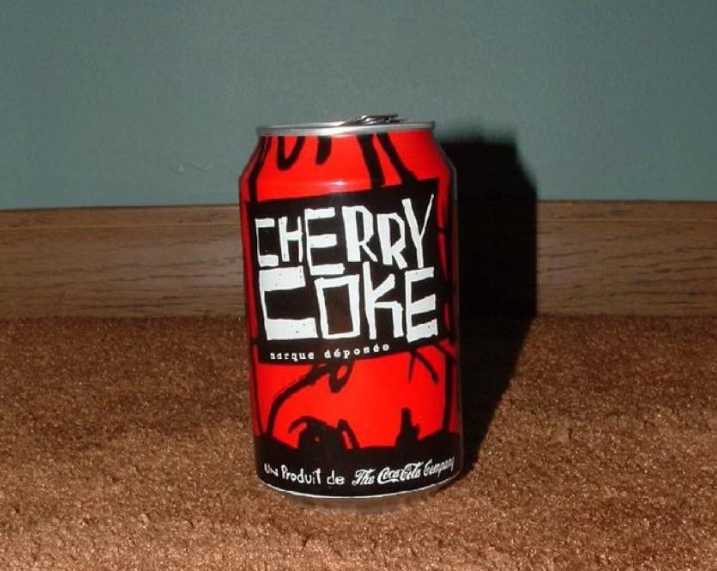 A red-and-black can of Cherry Coke