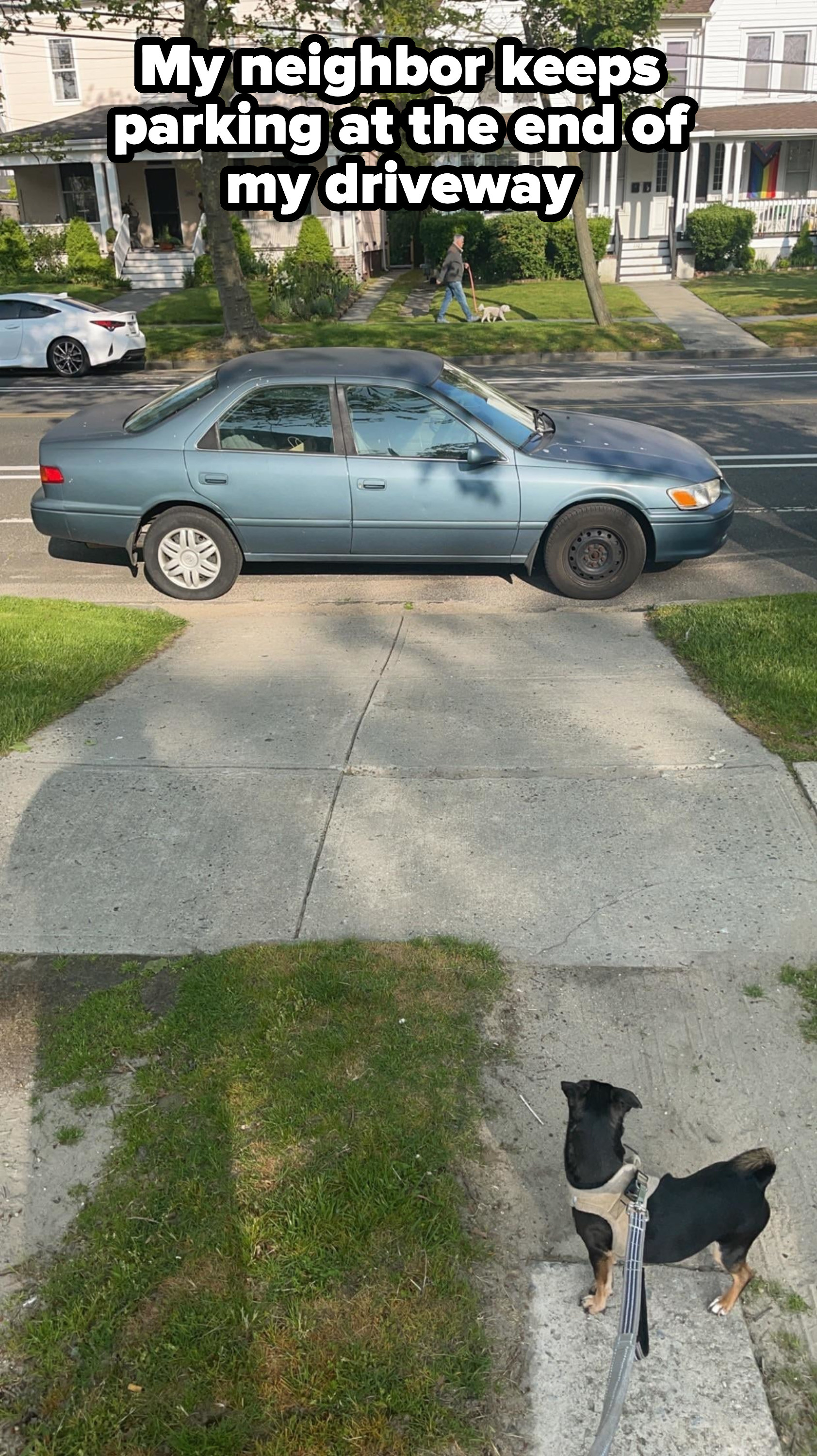A car blocking someone&#x27;s driveway