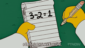 simpsons character writing a math problem saying &quot;numbers are fun&quot;