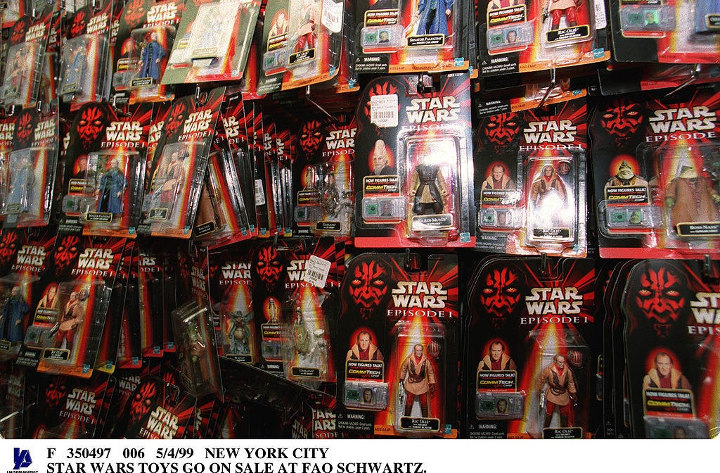 Star Wars toys on display in a store