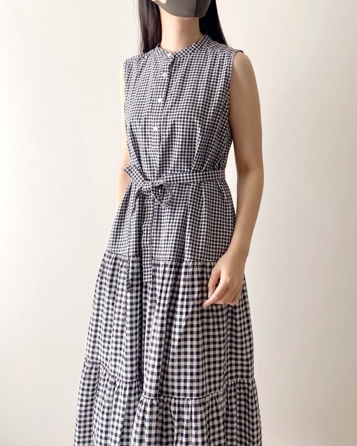 UNIQLO(ユニクロ)のオススメの涼しげファッションアイテム「スラブコットンワンピース(ノースリーブ・標準丈・114.5~125.5cm)」のコーディネート