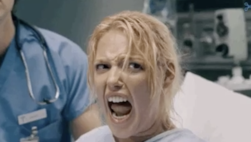 woman yelling in labor
