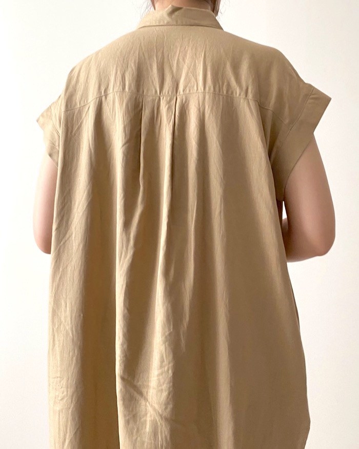 GU（ジーユー）のオススメのワンピース「リネンブレンドシャツワンピース(半袖)+E」のコーディネート