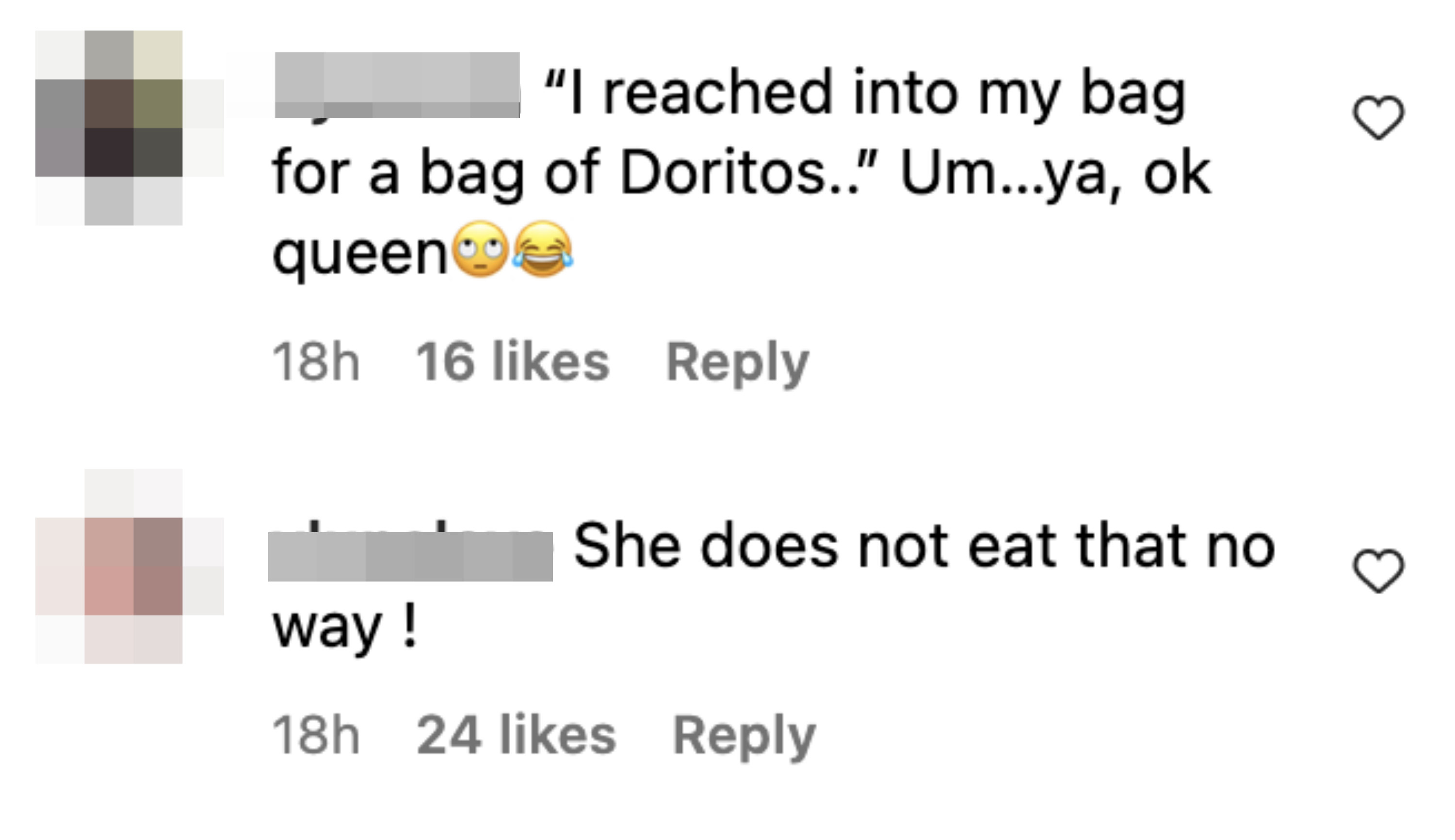 she does not eat that no way
