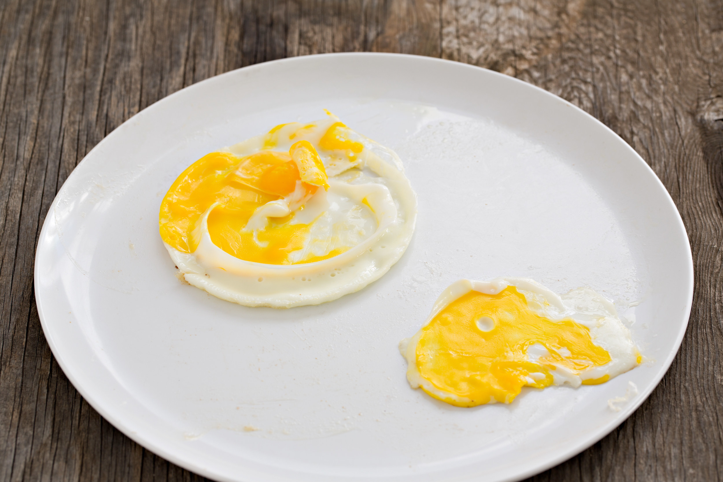 Eggs with broken yolks