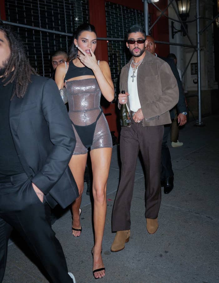 Kandall Jenner and Bad Bunny photographed on the street