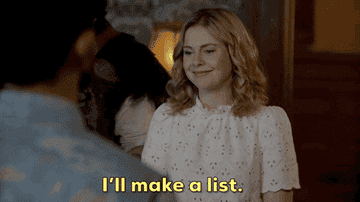 Woman saying &#x27;I&#x27;ll make a list&quot; and smiling, from Ghosts TV series clip