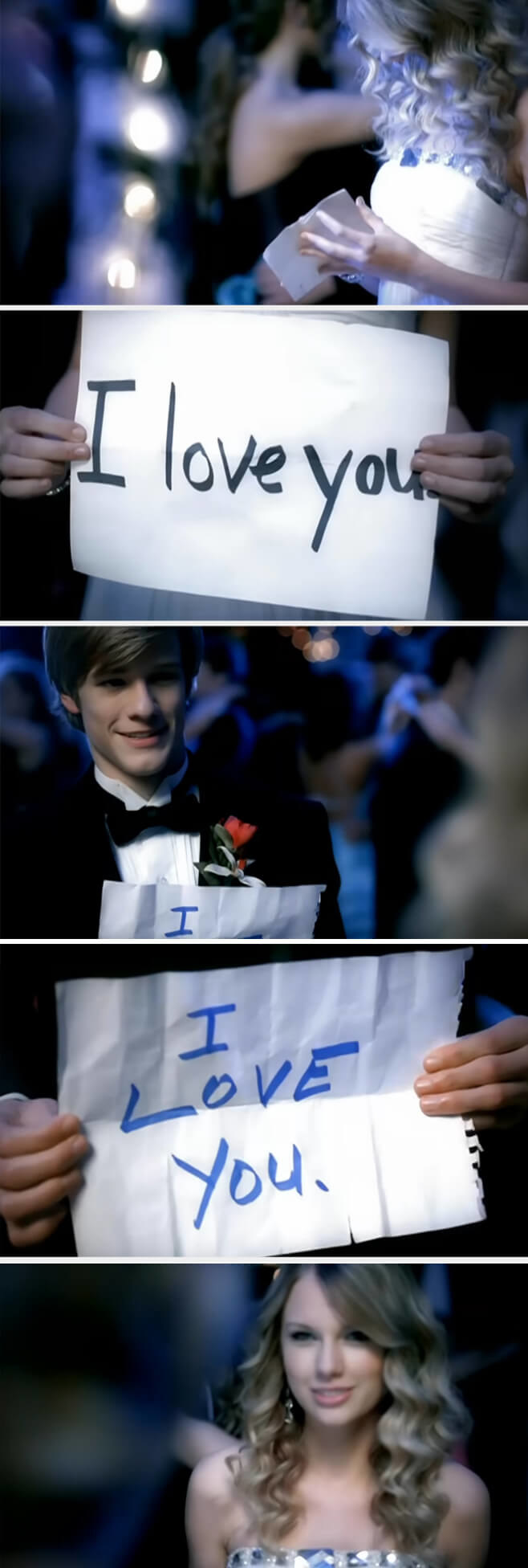 taylor getting a note that says i love you
