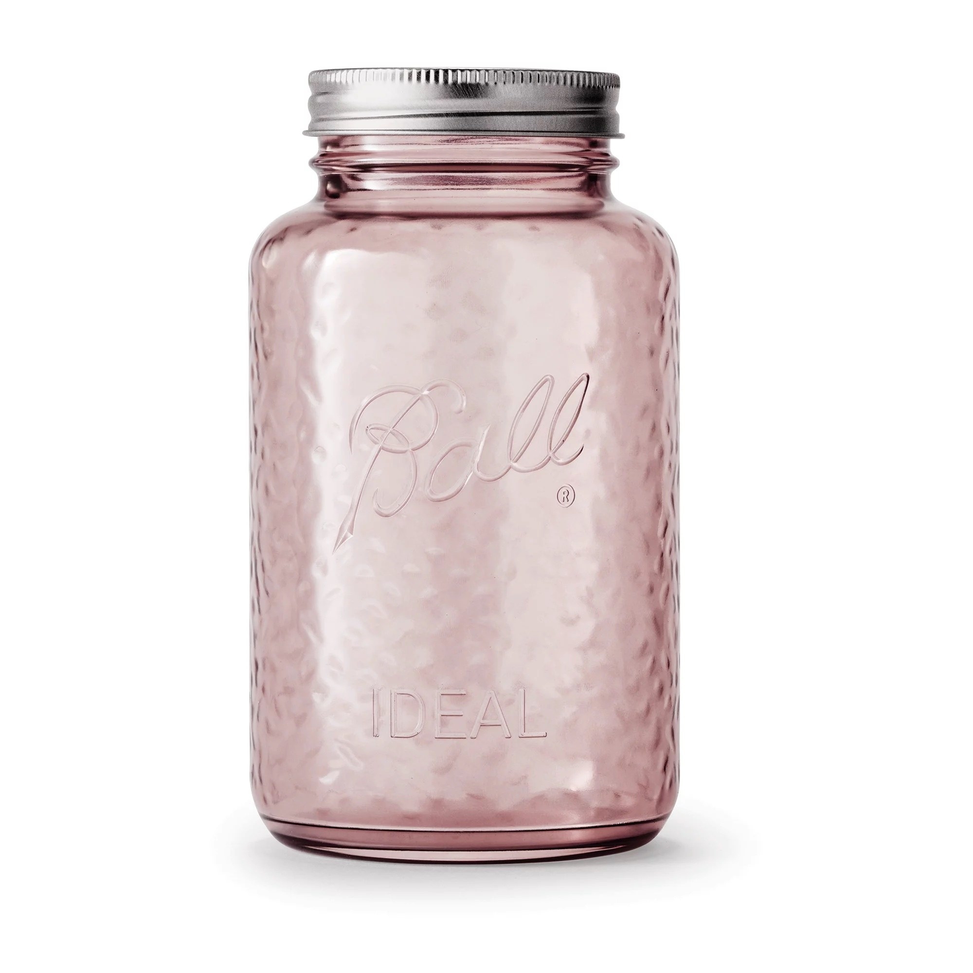 rose colored canning jar