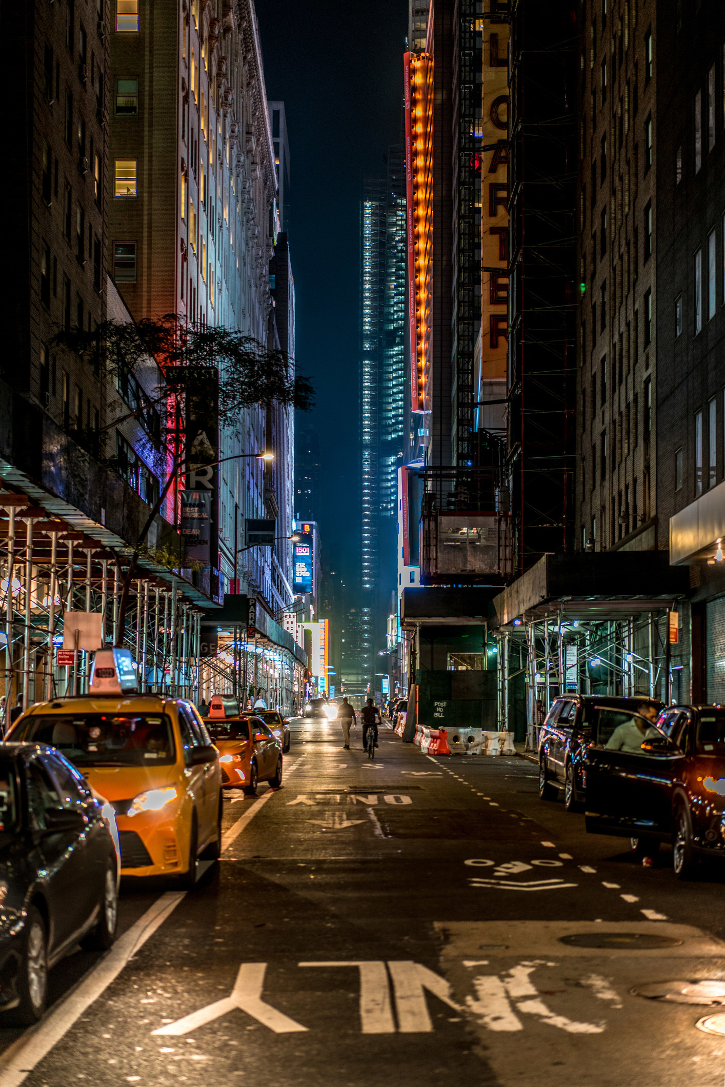 Empty streets of New York City at night
