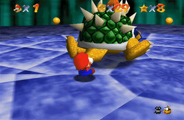 Mario Swinging Bowser in Mario 64